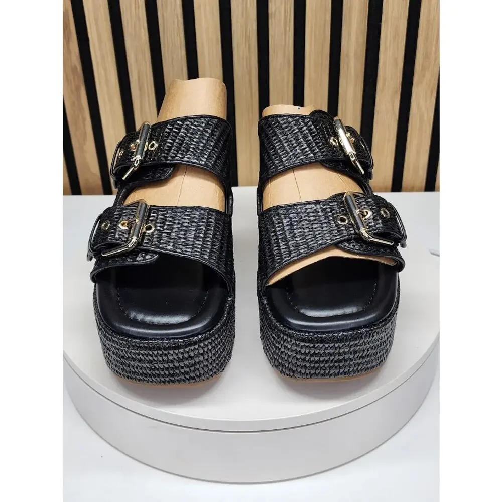 NEW - Marc Fisher Poppy Women’s Platform Wedge Sandals Square Toe - Size 9M - Picture 2 of 6